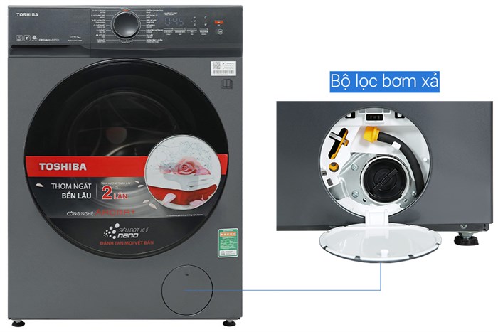 Máy Giặt Sấy Toshiba Inverter Giặt 10.5 Kg - Sấy 7 Kg TWD-T21BU115UWV(MG)